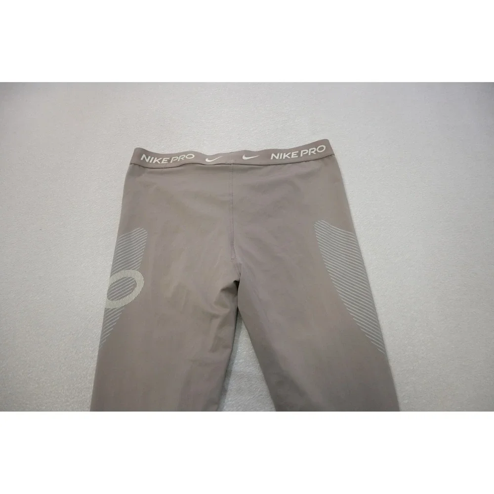 Nike Pro Leggings Womens XL Taupe Graphic Compression Athletic Excellent